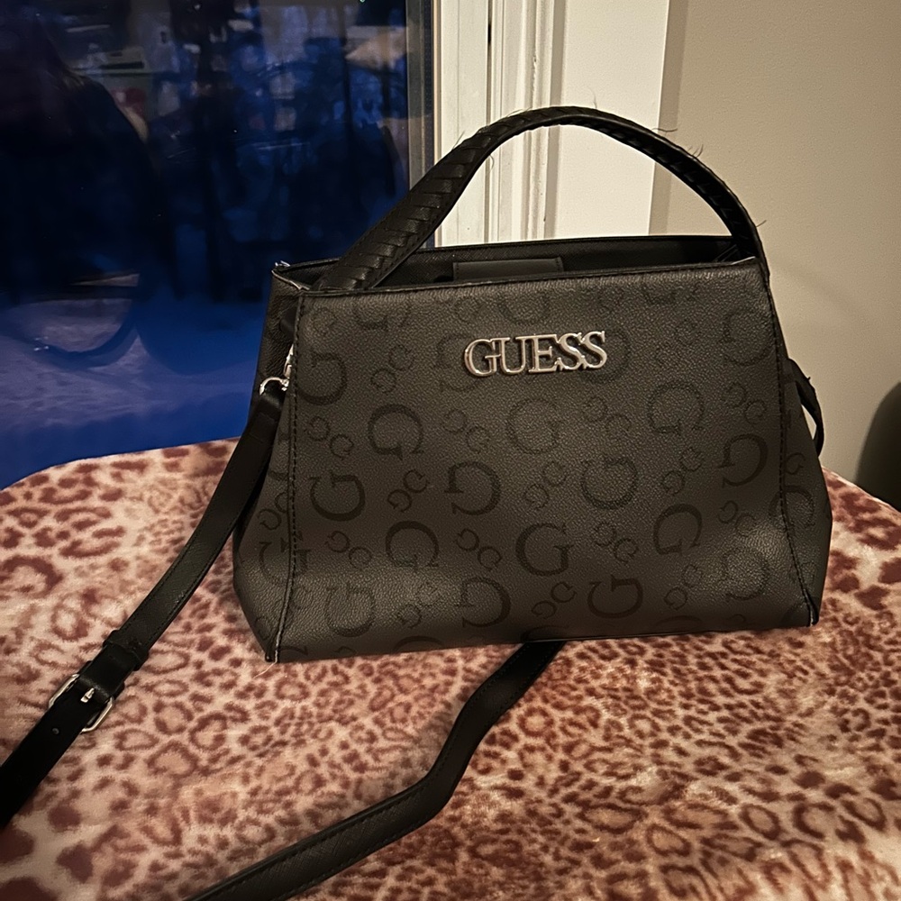 Guess black logo Satchel handbag